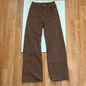 H&M Divded Size 4 90s Wide Leg Brown Denim Jeans